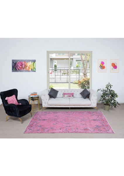 163 x 266 cm , El Düğümlü Pembe Halı, Dekoratif El Dokuması Yün ve Pamuktan Yapılmış Alan Halısı fiyatları