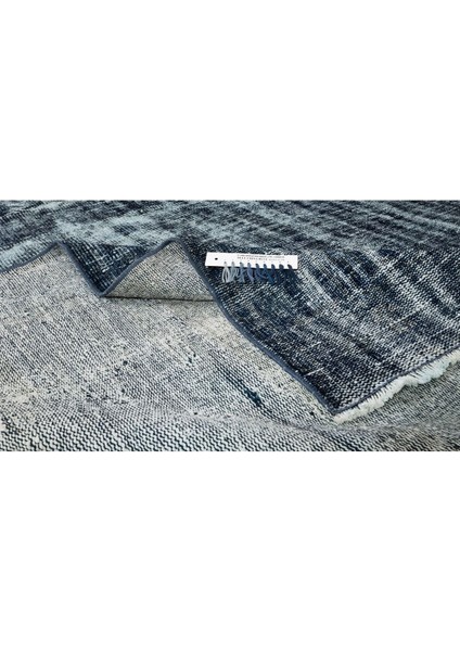 188 x 305 cm El Dokuması Yeniden Boyanmış Eski Türk Halısı, Modern Mavi El Yapımı Yünlü Halı modelleri