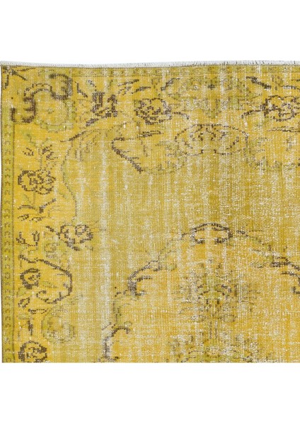 164 x 261 cm Sarı Halı, Yenilenmiş Türk Halısı, Modern El Dokuması Halı fırsatları