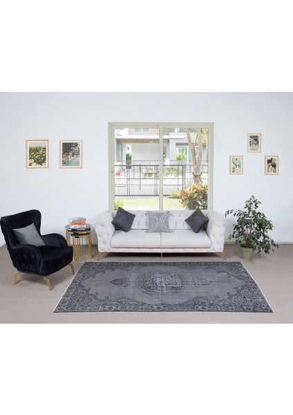 170 x 283 cm El Dokuması Gri Halı, Oturma Odası ve Çalışma Odası Için Modern Halı