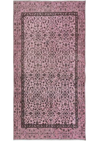 106 x 197 cm , Modern Ev Dekoru Halı, Pembe El Yapımı Halı, Geleneksel Yünlü Halı