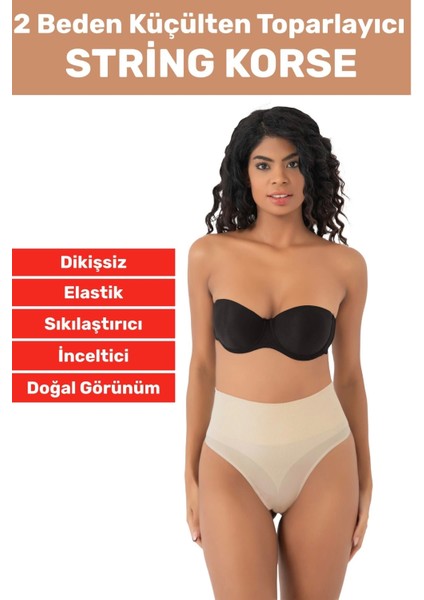Özel Üretim Iz Göstermez Kaymaz 2 Beden Incelten Dikişsiz String Korse