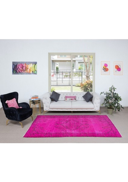 162 x 281 cm , El Dokuması Halı, Pembe Modern Halı, El Yapımı Yünlü Halı fiyatları