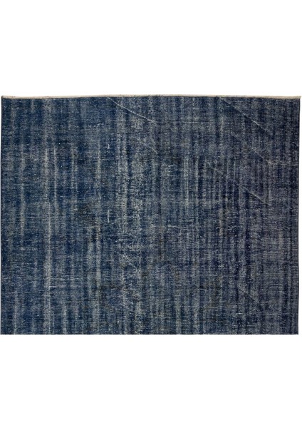 210 x 324 cm Modern Maviye Yeniden Boyanmış El Yapımı Yünlü Halı, El Dokuması Eski Türk Halısı fırsatları