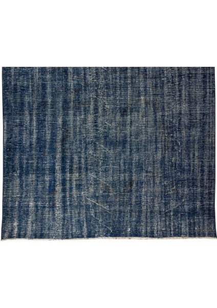 210 x 324 cm Modern Maviye Yeniden Boyanmış El Yapımı Yünlü Halı, El Dokuması Eski Türk Halısı indirimleri