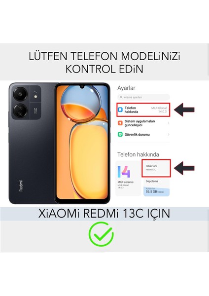 Xiaomi Redmi 13C Standlı ve Cüzdanlı Kılıf Mtl Aksesuar
