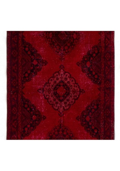 ( 144 x 392 cm ) Kırmızı Renkli Geometrik Desenli El Dokuması Otantik Yolluk modelleri