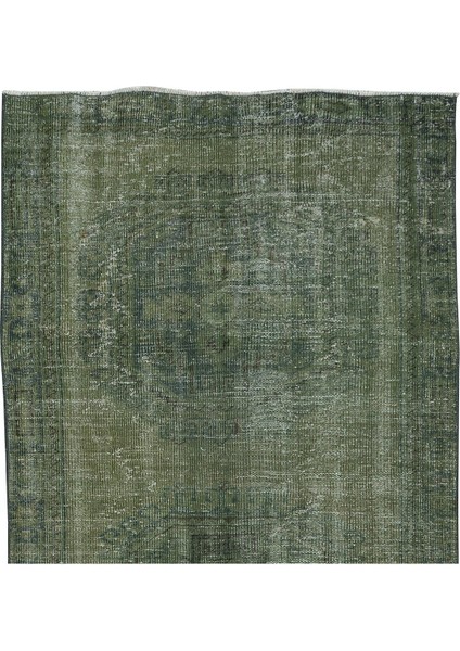 123 x 355 cm Yeşil'e Yeniden Boyanmış Koridor Halısı, El Yapımı Eski Yolluk Halı fırsatları