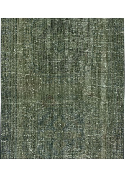123 x 355 cm Yeşil'e Yeniden Boyanmış Koridor Halısı, El Yapımı Eski Yolluk Halı indirimleri