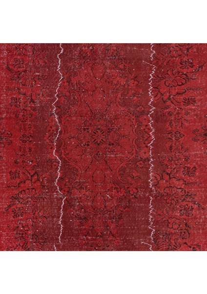 165 x 264 cm , Yeniden Boyanmış Kırmızı El Dokuma Halı, El Yapımı Eski Halı indirimleri