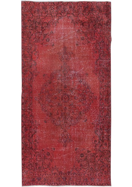 115 x 236 cm , Çağdaş Kırmızı Halı, El Düğümlü Mutfak Halısı, El Yapımı Halı