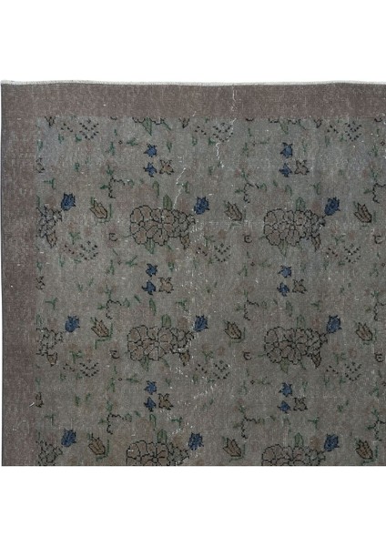 200 x 278 cm Gri El Dokuması Halı, Yenilenmiş Vintage Halı, Yeniden Boyanmış Eski Halı fırsatları