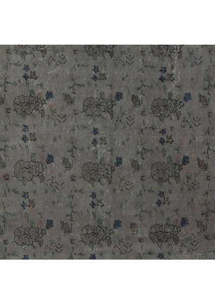 200 x 278 cm Gri El Dokuması Halı, Yenilenmiş Vintage Halı, Yeniden Boyanmış Eski Halı indirimleri