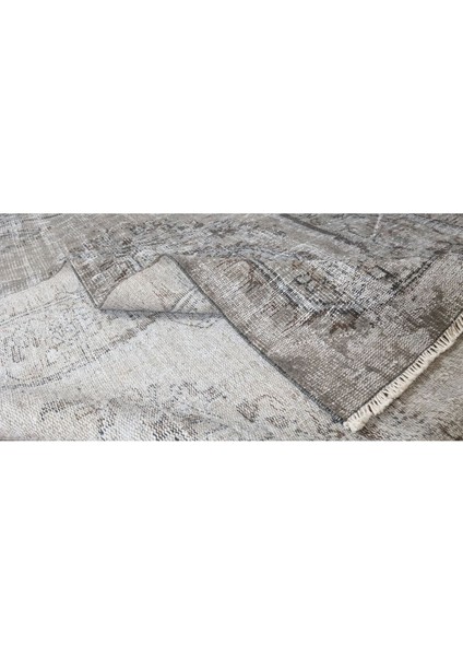 180 x 267 cm El Dokuması Yeniden Boyanmış Eski Türk Halısı, Modern Gri El Yapımı Yünlü Halı modelleri