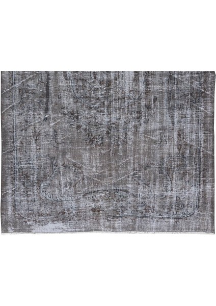 180 x 267 cm El Dokuması Yeniden Boyanmış Eski Türk Halısı, Modern Gri El Yapımı Yünlü Halı indirimleri