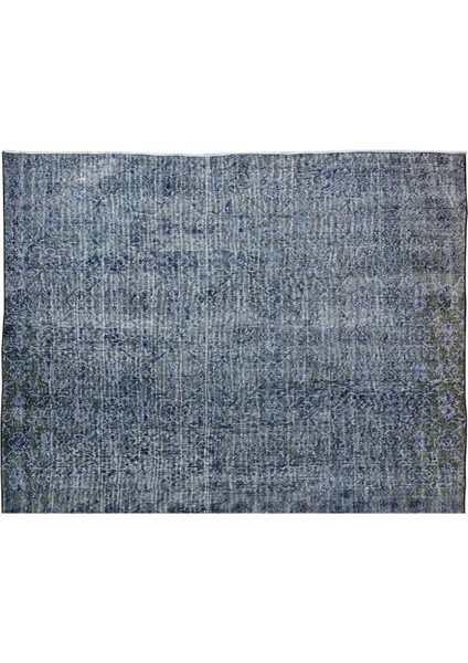 215 x 320 cm Modern Maviye Yeniden Boyanmış El Yapımı Yünlü Halı, El Dokuması Eski Türk Halısı fırsatları