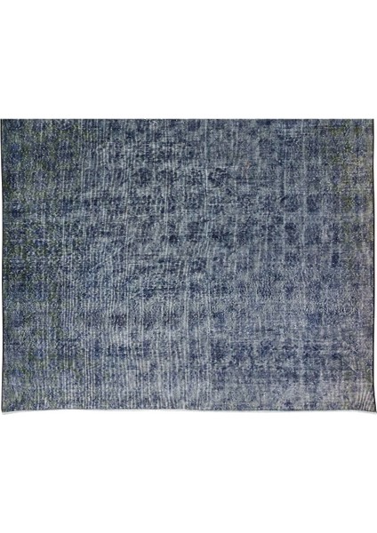 215 x 320 cm Modern Maviye Yeniden Boyanmış El Yapımı Yünlü Halı, El Dokuması Eski Türk Halısı indirimleri