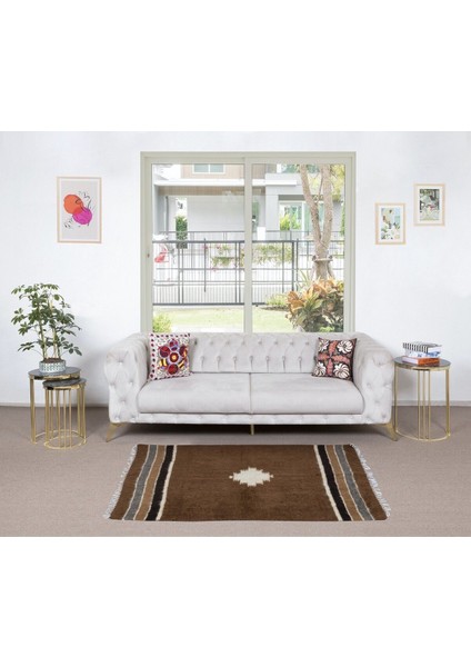 130 x 192 cm Yumuşak Tiftik Kilim Halı, Doğu Anadolu'dan Eski Kahverengi Yatak Örtüsü fiyatları