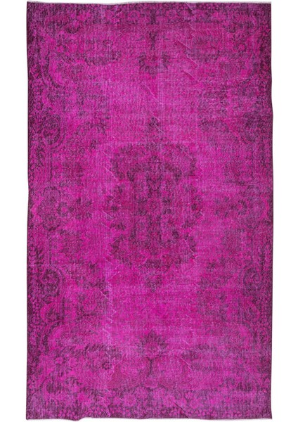 176 x 291 cm , El Düğümlü Pembe Halı, Modern El Dokuması Yün ve Pamuktan Yapılmış Alan Halısı