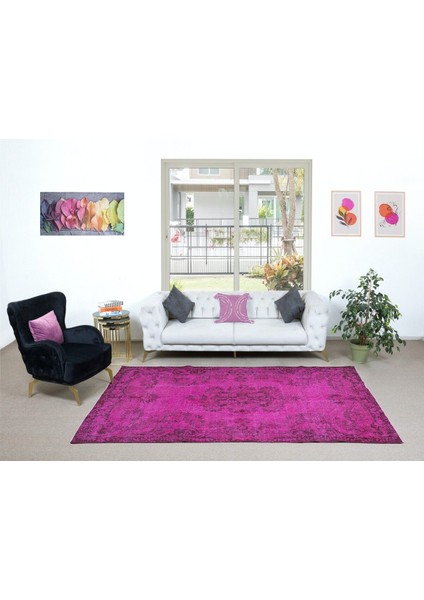 176 x 291 cm , El Düğümlü Pembe Halı, Modern El Dokuması Yün ve Pamuktan Yapılmış Alan Halısı fiyatları