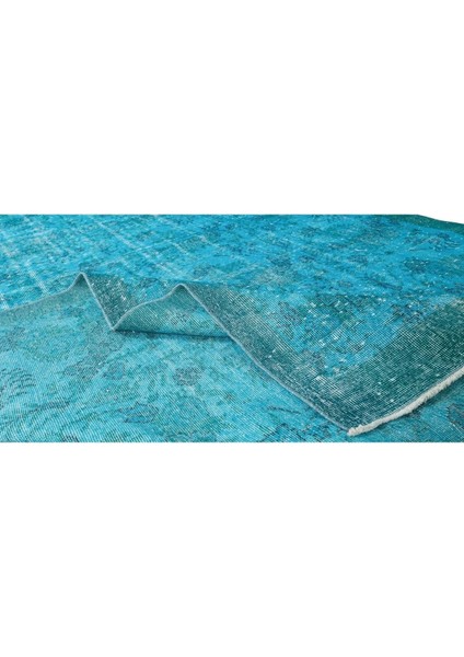 200 x 312 cm Modern Maviye Yeniden Boyanmış El Yapımı Yünlü Halı, El Dokuması Eski Türk Halısı modelleri