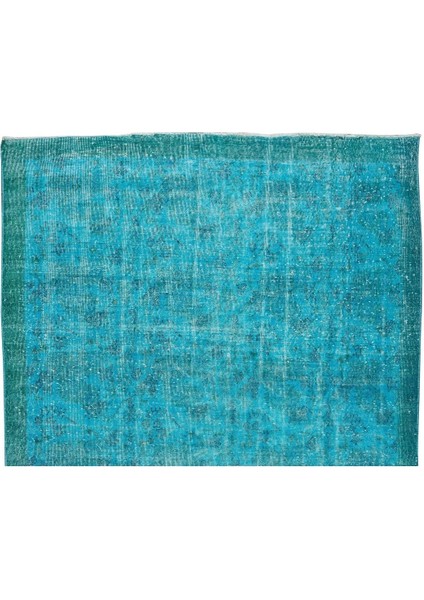 200 x 312 cm Modern Maviye Yeniden Boyanmış El Yapımı Yünlü Halı, El Dokuması Eski Türk Halısı fırsatları