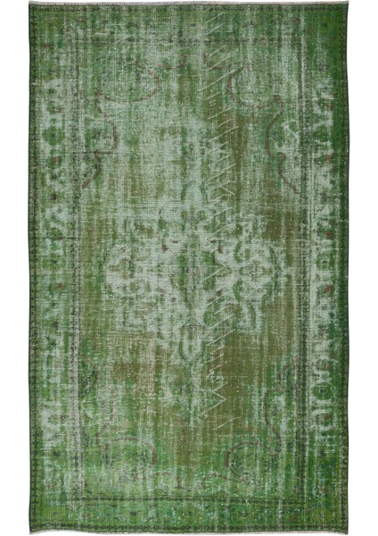 165 x 272 cm Modern Ev Dekoru Halı, Yeşil El Yapımı Halı, Geleneksel Yünlü Halı