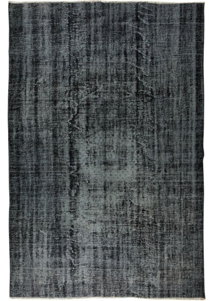 207 x 305 cm El Dokuması Yeniden Boyanmış Eski Türk Halısı, Modern Siyah El Yapımı Yünlü Halı fiyatları