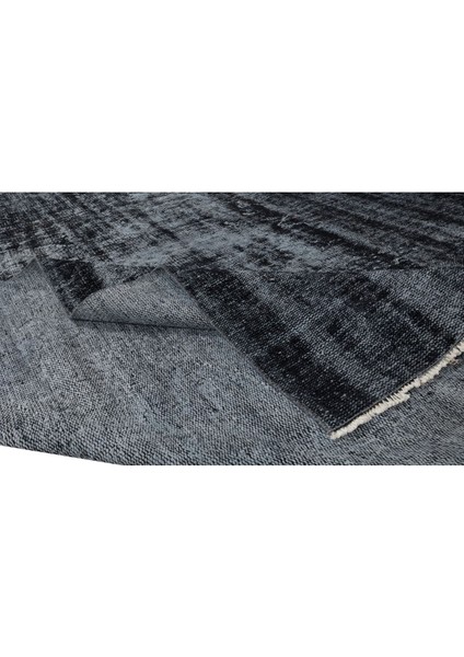 207 x 305 cm El Dokuması Yeniden Boyanmış Eski Türk Halısı, Modern Siyah El Yapımı Yünlü Halı modelleri