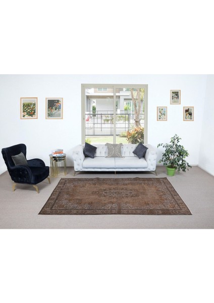 193 x 280 cm El Düğümlü Kahverengi Halı, Dekoratif El Dokuması Yün ve Pamuktan Yapılmış Alan Halısı fiyatları