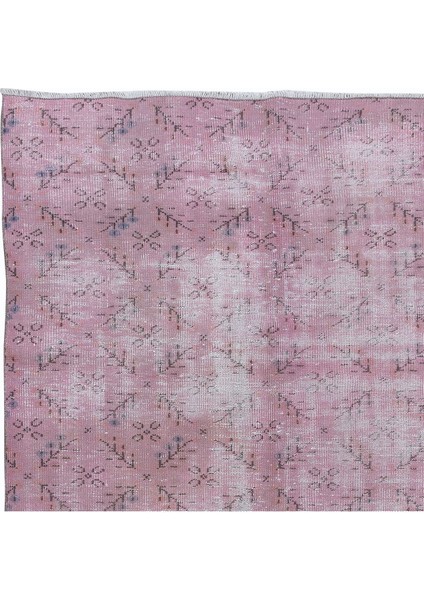 162 x 257 cm , Yenilenmiş Pembe El Yapımı Halı, Modern Yün ve Pamuktan Yapılmış Eski Halı