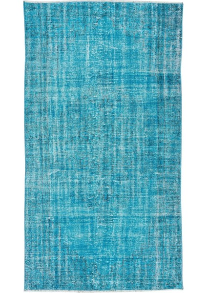 140 x 250 cm El Dokuması Yeniden Boyanmış Eski Türk Halısı, Modern Mavi El Yapımı Yünlü Halı fiyatları