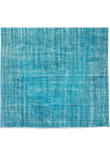 140 x 250 cm El Dokuması Yeniden Boyanmış Eski Türk Halısı, Modern Mavi El Yapımı Yünlü Halı indirimleri