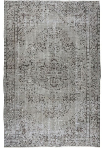 183 x 275 cm El Dokuması Yeniden Boyanmış Eski Türk Halısı, Modern Gri El Yapımı Yünlü Halı fiyatları