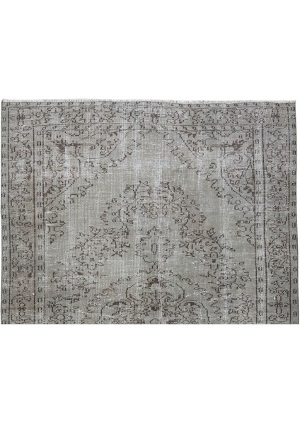 183 x 275 cm El Dokuması Yeniden Boyanmış Eski Türk Halısı, Modern Gri El Yapımı Yünlü Halı fırsatları
