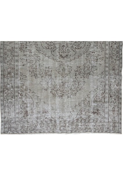 183 x 275 cm El Dokuması Yeniden Boyanmış Eski Türk Halısı, Modern Gri El Yapımı Yünlü Halı indirimleri