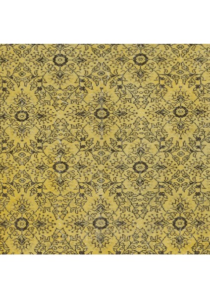 199 x 295 cm El Düğümlü Sarı Türk Halısı, Yeniden Boyanmış El Yapımı Modern Halı indirimleri