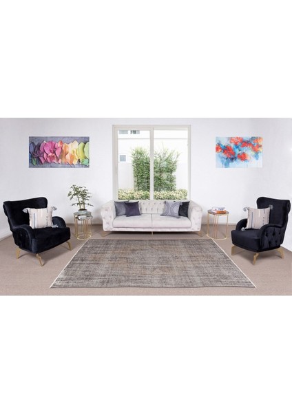 172 x 273 cm El Dokuması Yeniden Boyanmış Eski Türk Halısı, Modern Gri El Yapımı Yünlü Halı