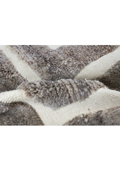 183 x 275 cm El Dokuması Tülü Halı, El Yapımı Bej ve Gri Geometrik Halı, Yün, Oturma Odası Halısı indirimleri