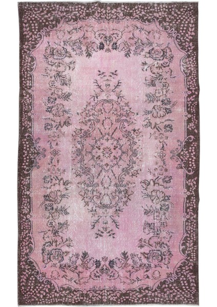 182 x 305 cm , Eski El Yapımı Türk Işi Halı, El Dokuma Pembe Halı