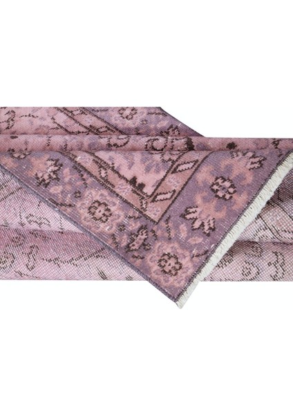 105 x 200 cm , Yeniden Boyanmış Pembe El Dokuma Halı, El Yapımı Eski Halı modelleri