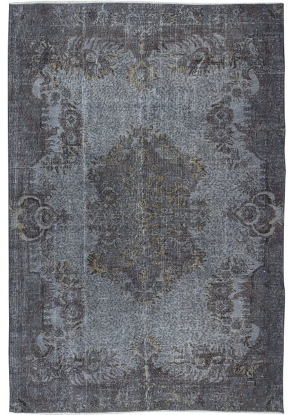 196 x 290 cm Gri Oturma Odası Halısı, Yenilenmiş Türk Halısı, El Düğümlü Alan Halısı