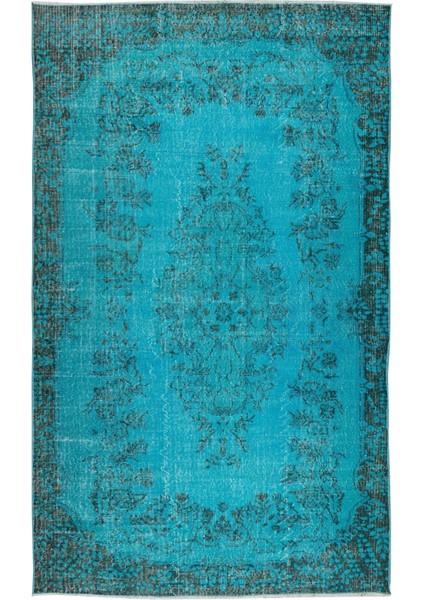 178 x 297 cm Mavi Tonlarda Yünlü ve Pamuklu Halı, Modern El Dokuması Boyanmış Eski Türk Halısı fiyatları