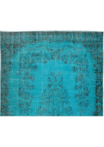 178 x 297 cm Mavi Tonlarda Yünlü ve Pamuklu Halı, Modern El Dokuması Boyanmış Eski Türk Halısı fırsatları