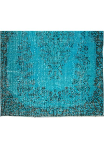 178 x 297 cm Mavi Tonlarda Yünlü ve Pamuklu Halı, Modern El Dokuması Boyanmış Eski Türk Halısı indirimleri