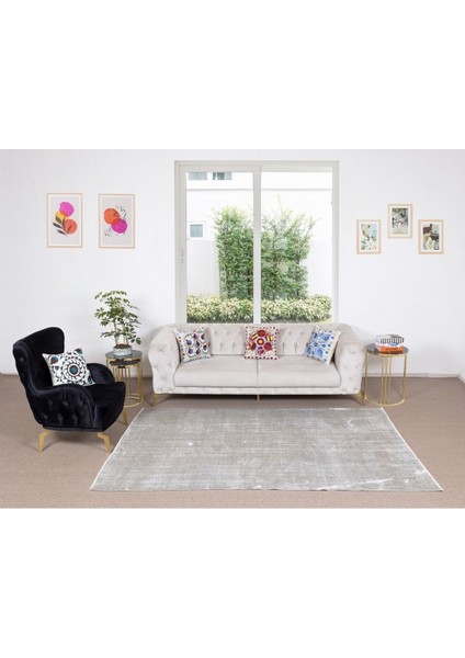 170 x 245 cm El Dokuması Yeniden Boyanmış Eski Türk Halısı, Modern Gri El Yapımı Yünlü Halı
