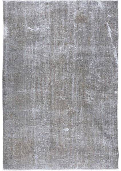 170 x 245 cm El Dokuması Yeniden Boyanmış Eski Türk Halısı, Modern Gri El Yapımı Yünlü Halı