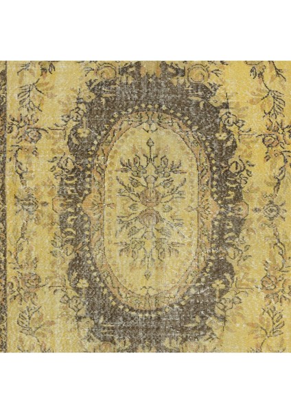 174 x 292 cm El Dokuması Türk Işi Halı, Yünlü El Yapımı Sarı Halı indirimleri