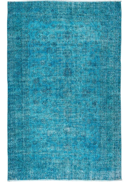 213 x 335 cm Modern Maviye Yeniden Boyanmış El Yapımı Yünlü Halı, El Dokuması Eski Türk Halısı fiyatları
