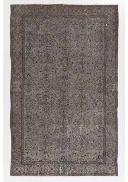 (168 x 267 cm ) Gri Renkli Anadolu Halısı, El Dokuması Çiçek Desenli Anadolu Halı
